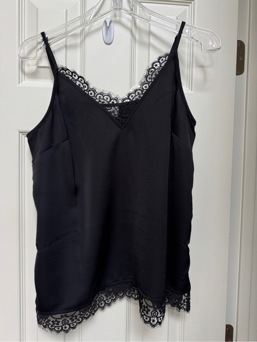 a new day Black Lace-Trim Satin Cami